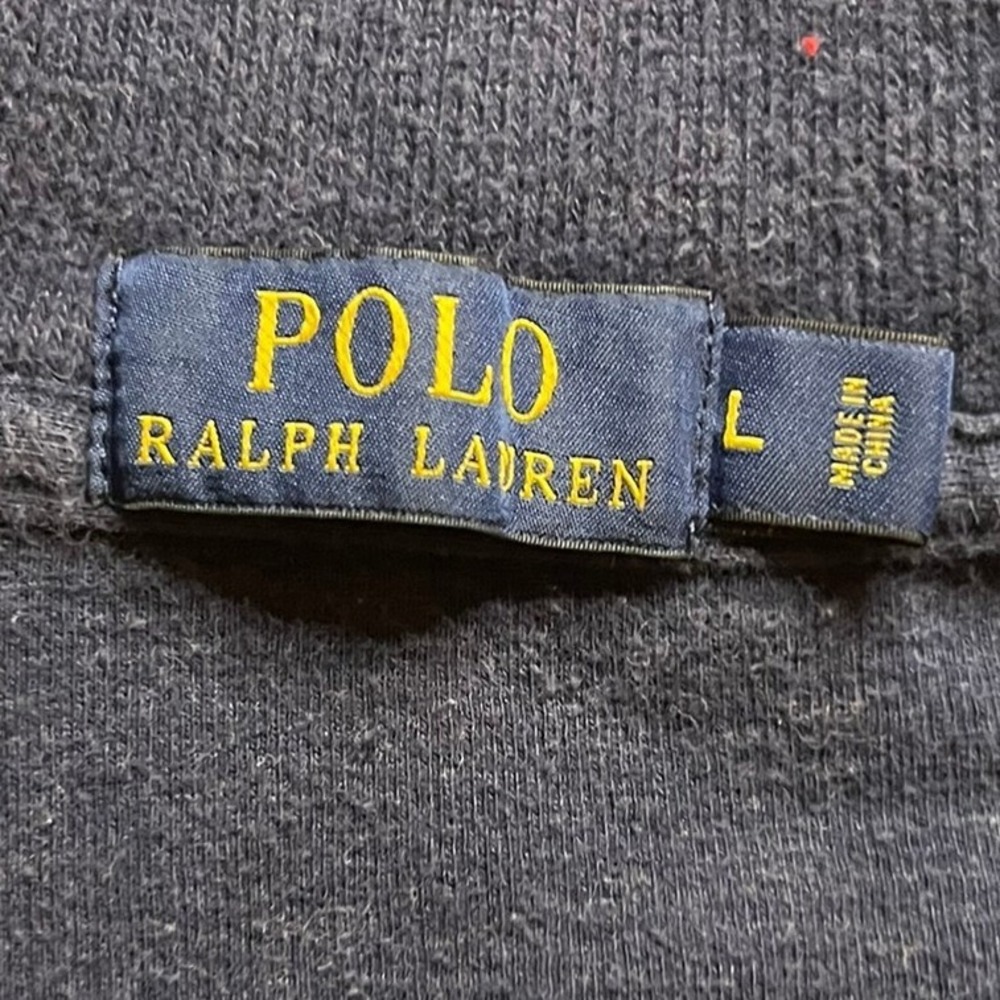 Polo Ralph Lauren Mens Navy Blue 100% Cotton Quarter Zip Pullover Sweater Large